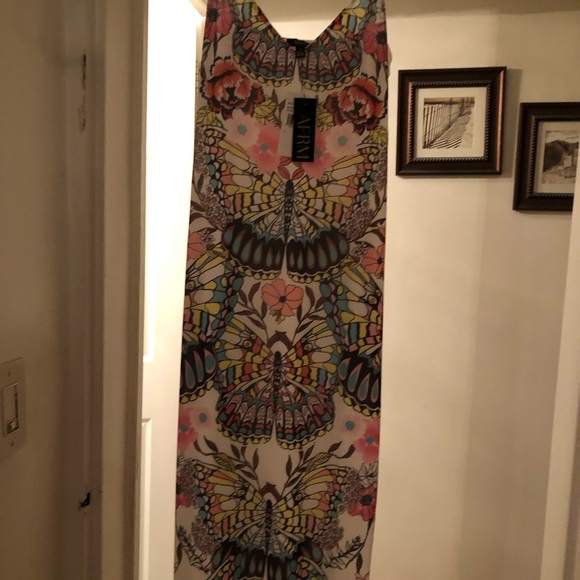 Afrm White multi color mesh butterfly midi dress - Picture 4 of 6